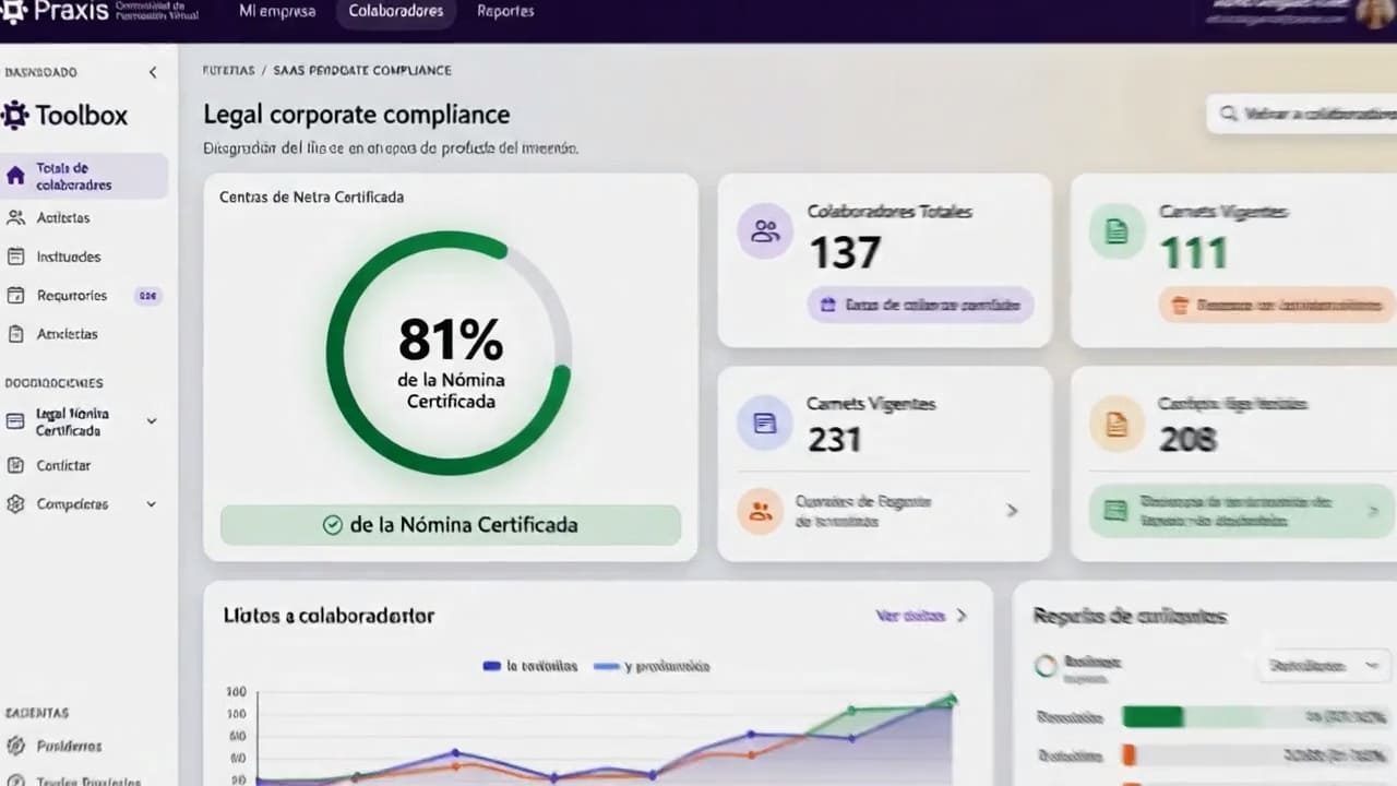 Vista previa de la plataforma Toolbox para la gestión de capacitaciones y cumplimiento del personal